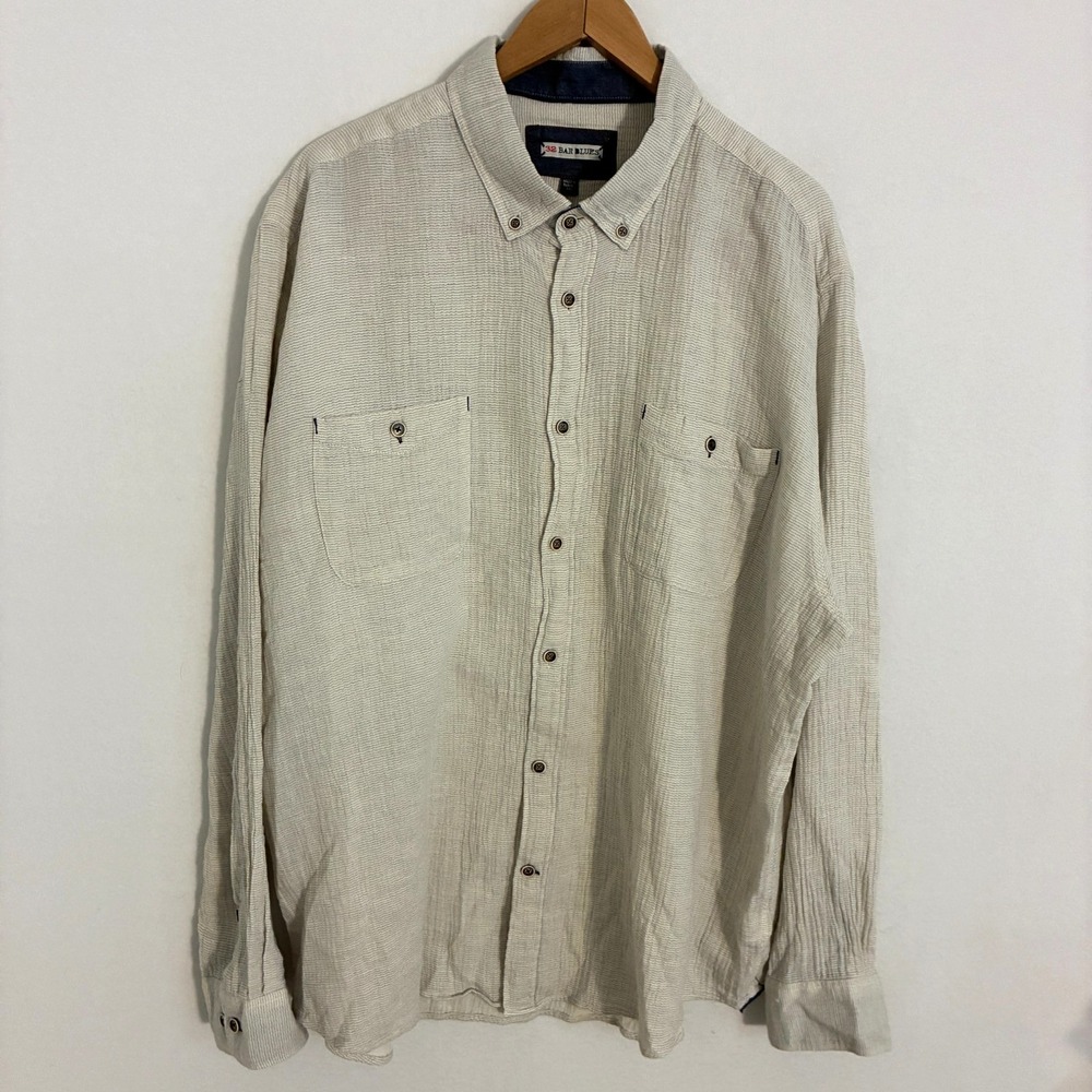 32 Bar Blues Shirt Mens 2XL Textured Long Sleeve Button Down Party Travel Preppy
